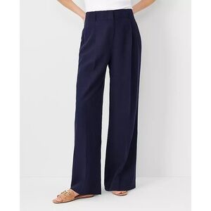 NWT Ann Taylor Pleated Wide Leg Linen Blend Pants